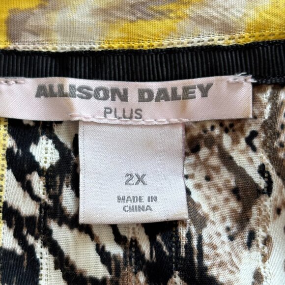 Allison Daley Top Plus Size 2X Patchwork Animal Button Up Lace Boho Chic 18653 - Picture 3 of 8